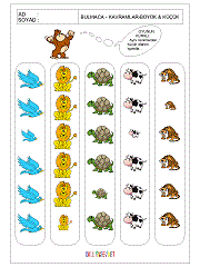 okul öncesi çocuklar için kavram gelişim çalışmaları büyük küçük kavramı
